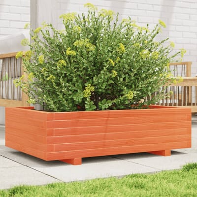 vidaXL - Plantenbak - 90x60x26,5 - cm - massief - grenenhout - wasbruin