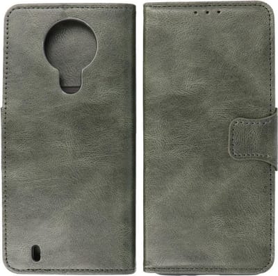 BestCases -  Nokia 1.4 Hoesje - Nokia 1.4 Bookcase Telefoonhoesje - Nokia 1.4 Kaarthouder Portemonnee Hoesje - Kunstleer - Donker Groen