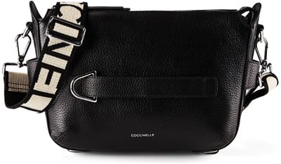 COCCINELLE schoudertas Gretel Ribbon Crossbody Bag Grained Leather Noir zwart
