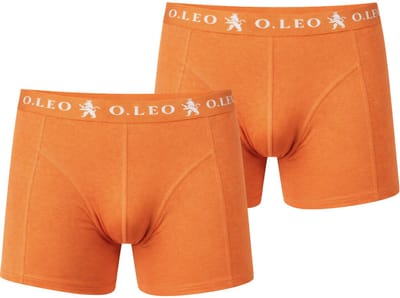 O.Leo - Boxershort heren - Oranje - 2 stuks - Maat S - Stevig katoen & Comfortabele naden - Onderbroeken heren