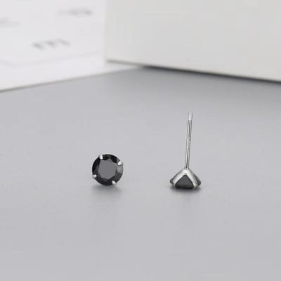 Boucles d'oreilles puces brillantes à quatre griffes de 5 mm, petites, cubiques, pour femmes, hommes, cadeau d'anniversaire, décoration, bijoux de nécessité noir