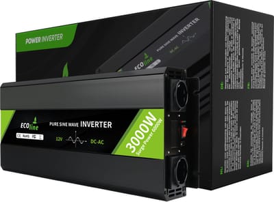EcoLine - Omvormer 12V Naar 230V - 3000w Vermogen 6000w Piek- Zuivere sinus - Spanningomvormer