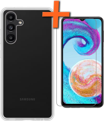 Hoes - Met Screenprotector - Geschikt voor Samsung Galaxy A04s - Sterk & Shockproof - Back Cover - Siliconen Case - Telefoon Hoes - Transparant