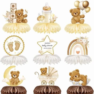 Tafeldecoratie 9 Stuks - Babyborrel/Genderreveal - Feestdecoratie - 3D-Bear - Hoge Kwaliteit - Schattige Ontwerpen