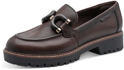 Tamaris dames leren slippers 1-24740-47-304 dames loafers bruin