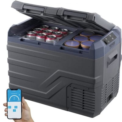 VEVOR Autokoelkast, 12 Volt-A Draagbare 32-liter Dual-Zone Vriezer, Instelbaar Temperatuurbereik van -4℉ tot 68℉, 12/24V DC en 100-240V AC Compressor Koeler voor Buiten, Kamperen en Gebruik in de Camper