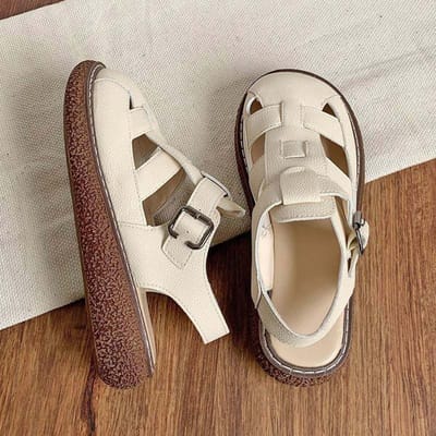 Holle sandalen Damesschoenen met grote teen Verdikte onderkant Verhoog licht Casual schoenen met gaten Romeinse schoenen Literaire stijl Zomer 40 beige