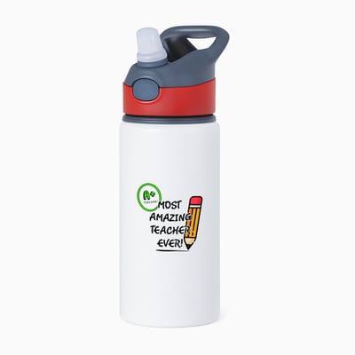Hacebo® - Docent cadeau - waterfles met rietje rood - Meester en juffen cadeau - Collega - Onderwijs - verjaardagscadeau - verjaardag - cadeau - afscheidscadeau - geschenk - leuke cadeau - kado - gift - juffendag - water fles - 650ML