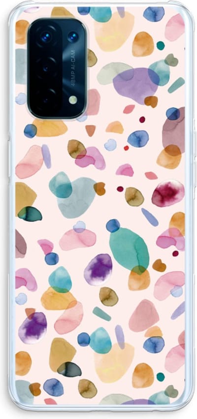 Case Company® - Hoesje geschikt voor Oppo A74 5G hoesje - Terrazzo Memphis - Soft Cover Telefoonhoesje - Bescherming aan alle Kanten en Schermrand