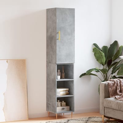 vidaXL - Hoge - kast - 34,5x34x180 - cm - bewerkt - hout - betongrijs