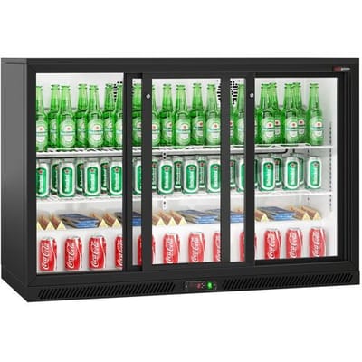 GGM Gastro Barkühlschrank - 1350mm - 320 Liter - mit 3 Glasschiebetüren - Schwarz