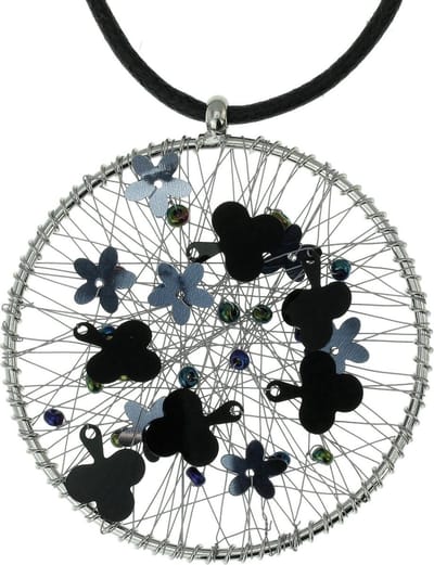 Behave Ketting zwart met ronde hanger en lovertjes – 40 cm