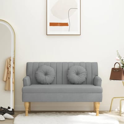 vidaXL - Bankje - met - kussens - 113x64,5x75,5 - cm - stof - lichtgrijs