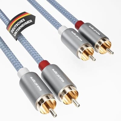 Hoge prestaties RCA-kabel 2 x 2 RCA | Briljante geluidskwaliteit, robuust en duurzaam | Ideaal voor subwoofer, versterker en hifi-systeem (0,5 meter)