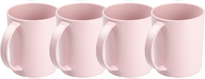 Plasticforte onbreekbare Drinkbekers - 4x - kunststof - 350 ml - roze - kinderen - camping - mokken