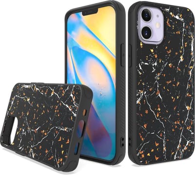 ZT Silicone telefoonhoesje met print Geschikt voor: iPhone 12 - Black Marble - ZT Accessoires
