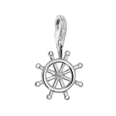 Quiges – 925 - Zilver – Charm - Bedel - Hanger - 3D Boot Roer - met – sterling - zilver - karabijnslot - geschikt - voor -Bedelarmband HC137