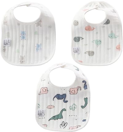 Dailygoods- Slabbetjes Set van 3 - Waterdicht - Biologisch Katoen - Dubbele Laag - Baby Slabbetjes - Super Absorberend - Babyslab
