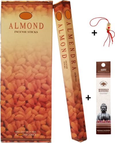 2 kokers - Wierook - Wierookstokjes - Wierooksticks - Incense sticks - Amandel - Almond - 40 stokjes + 5 mini wierookstokjes + gelukspoppetje