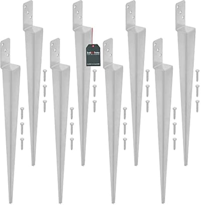 KOTARBAU® 8 Stuks Paalhouder, Paalvoet, Verzinkt Staal, 600 mm, Zilver, 60 x 110 mm, Paalhouders voor Schutting, Puntpaalhouder, Paalhouder om in de Grond te Slaan