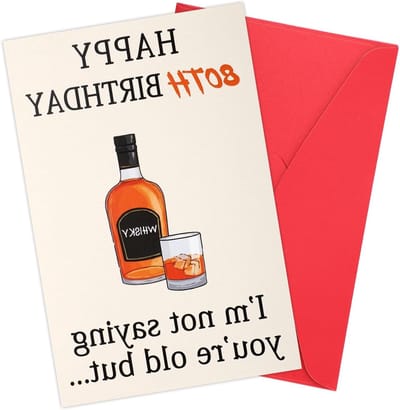 Unieke verjaardagskaart voor 80ste verjaardag met grappige whiskey-thema, perfect als cadeau voor mannen en vrouwen