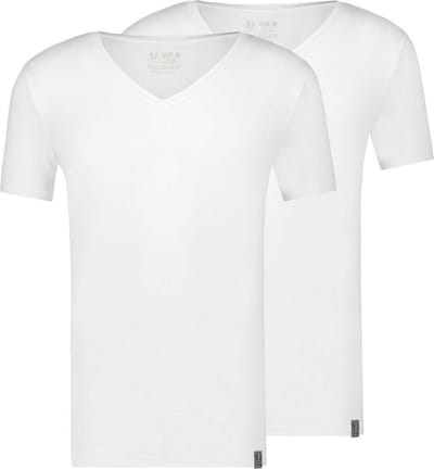 RJ Good Life Madrid 2-Pack Heren T-Shirt Diepe V-Hals Wit S