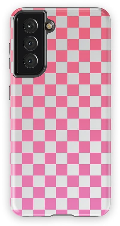 Design Hoesje Samsung Galaxy S21 | Geschikt Voor Mag | Tiny Squares Checkered Print | Backcover Samsung Galaxy S21 Pink Pop Grid