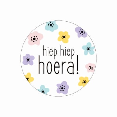 10x Sticker "Hiep Hiep Hoera! " Bloemen