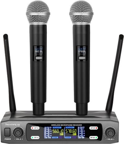 Draadloos Microfoon Systeem met Twee Handzenders - VHF Dual Frequency voor Karaoke en Optredens