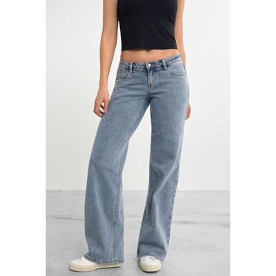 FAMME Low Waist Baggy Jeans Blue S