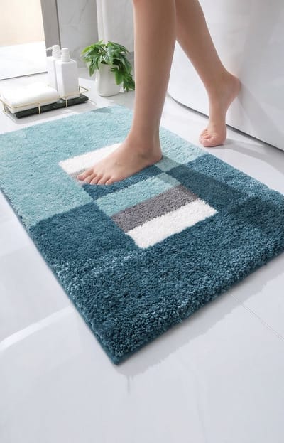 Casilin Badmat Antislip 65x115cm Elba - Waterabsorberende Badkamermat - Wasbaar en Sneldrogend - Voor Douche en Bad - Hoogpolig - Acryl - Rechthoek - Ocean, Blauw