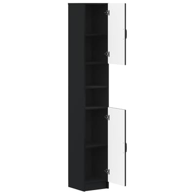 vidaXL - Badkamerkast - met - Open - Plank - UTRECHT - Zwart - 30 - x - 31 - x - 187 - cm