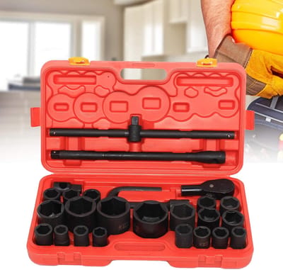 Dopsleutelset 26 Delen - Slagmoer Dop - Auto Reparatie - Versterkt Chroom-Vanadium - 3/4 & 1 Inch