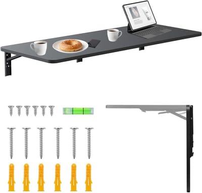 Opvouwbare Wandplank - Inklapbare Tafel - Ruimtebesparend Werken - Veiligheidsvergrendeling Inclusief - 100x40 cm - Zwart