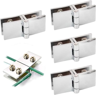 180 Degree Glas Scharnier Set van 4 - Zink Legering Deurscharnieren voor Displaykast - Wijnkast - Badkamerdeur - Zonder Boren