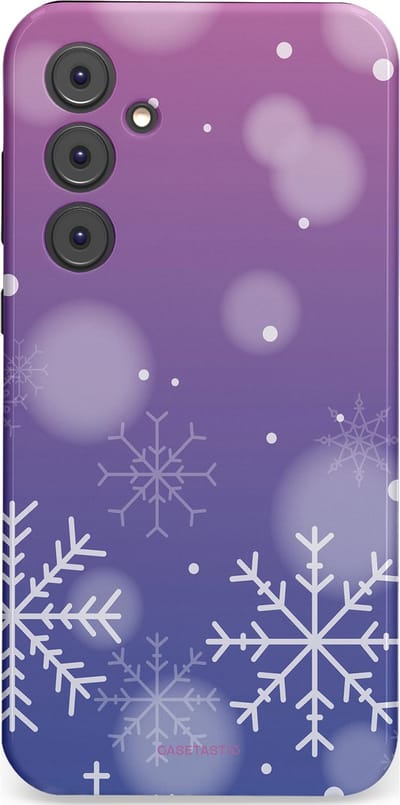 Casetastic hoesje geschikt voor Samsung Galaxy A35 - Dubbellaagse bescherming - Winter Sneeuw Paarse Roze Gloed - Fashion Case - Lavendel