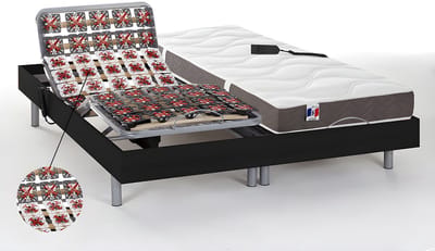 Vente-unique Bed met elektrische lattenbodem hout zwart 2 x
