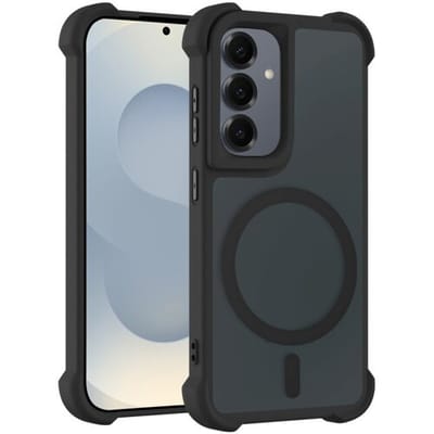 Coverzs matte Shock case met MagSafe geschikt voor Samsung Galaxy S24 (zwart) - shockbestendig, MagSafe, premium bescherming, duurzaam