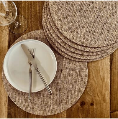 STAR&STER 4 Stuks Placemat 33 x 33 American Service, Jute Patroon Digitaal Bedrukte Mat