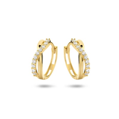 Marie-Celeste Klapoorringen Zirkonia 12,5 mm - Goud