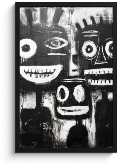 Poster in lijst - Fotolijst 40x60 cm - Posters - Schilderij - Figuren - Zwart - Abstract - Posterlijst zwart - Decoratie - Wanddecoratie woonkamer - Muurdecoratie slaapkamer