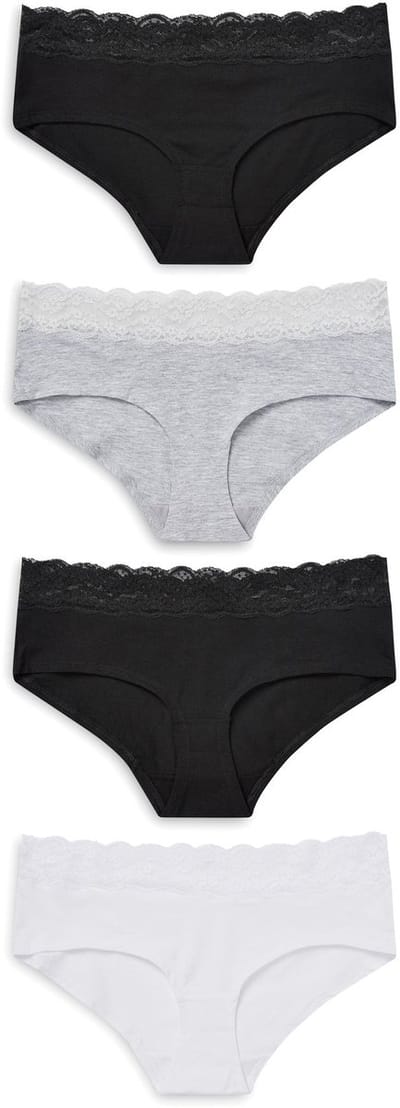 Next - Dames - Set van 4 shorts van kant en katoen - Zwart