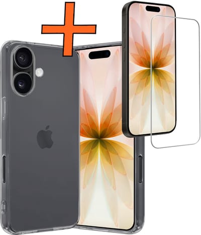 Hoes - Met Screenprotector - Geschikt voor Apple iPhone 17 - Sterk & Shockproof - Back Cover - Siliconen Case - Telefoon Hoes - Transparant