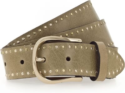 b.belt Studded belt Leder - Dames - 80 cm - khaki