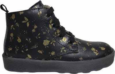 Falcotto veter rits gouden blaadjes lederen schoenen Arawn zwart mt 24