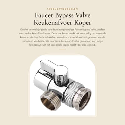 Dailygoods- Afsluiter met Messing Behuizing - Afsluitkraan - Keuken/Badkamer - Douche - Waterstroom Schakelaar - Voor Comfortabel Gebruik - Waterafsluiter
