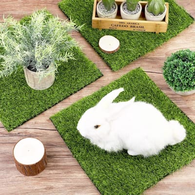 Kunstgras Vierkante Mat - Nepgras Tegels - Tuin Decoratie - Met Drainagegat - 305 x 305 cm - Groen