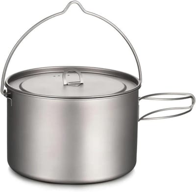 Camping Mok - Outdoor Beker - Buiten Koken - Lichtgewicht Titanium - 2.8L Inhoud - Zilver