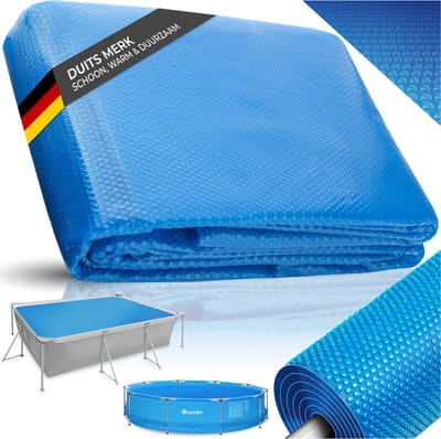 tectake® Zwembad Afdekzeil - Rechthoekig 500 x 800 cm - Noppenfolie - Zwembadafdekking - Zonnefolie - Warmtefolie - Zwembadverwarming - Zelfdrijvend - Op maat te snijden - Blauw