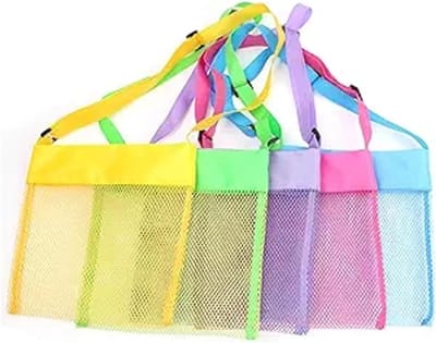 Set van 5 Strandtassen, Water Speelgoed Opbergzak met Draagnet voor Strandspellen, Ideaal voor Zand Speelgoed en Kinderspullen in 5 Kleuren